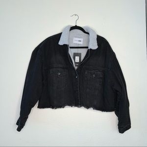 Black puffy Jean jacket